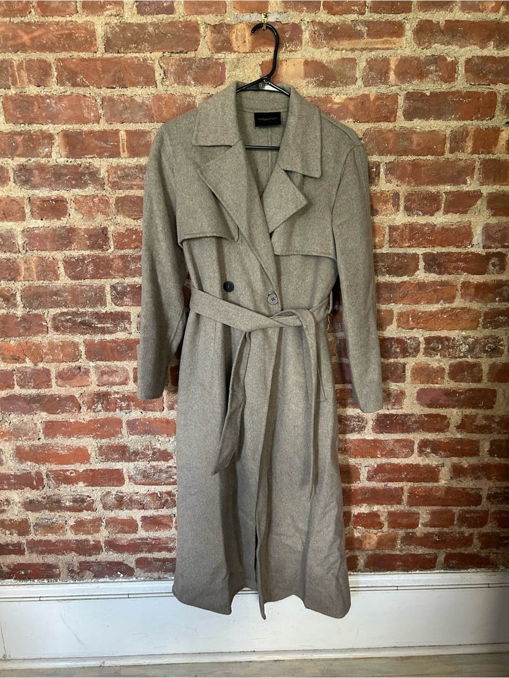 Magaschoni Taupe Wool-Blend Trench Coat